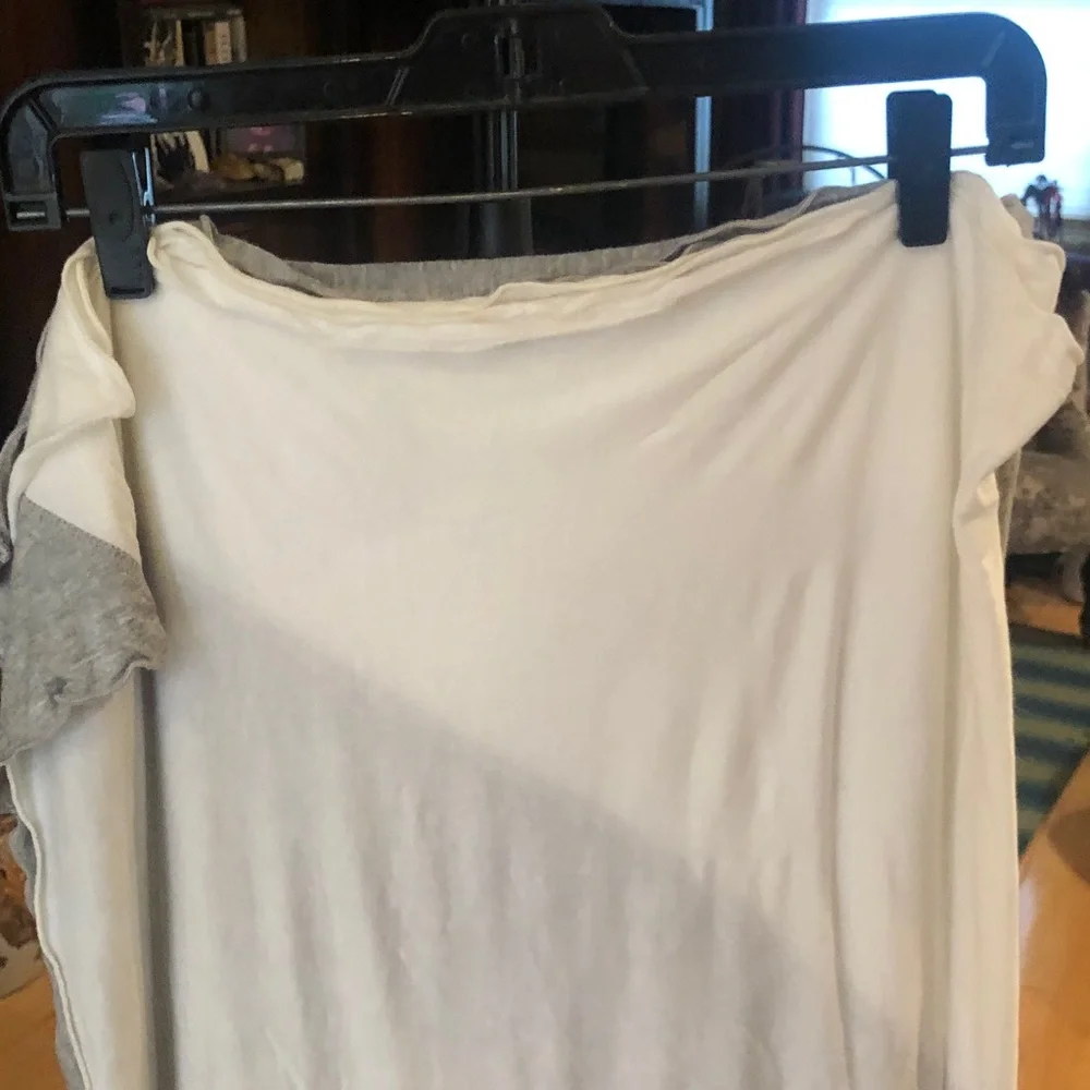 Donni Charm Gray and Cream Color Block Jersey Knit Wrap